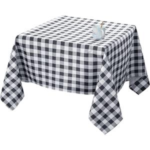 Biscaynebay Fabric Tablecloths 70x70 Square, Black/Grey Scottish Plaid Card Table Cloth Folding Table Cover Water Resistant for Dining, Kitchen, Wedding and Parties, etc Machine Washable