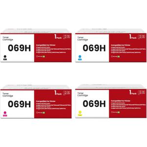 069H Toner Cartridges Set MF753Cdw MF751Cdw Toner Cartridges Compatible for Canon 069 069H Toner 069H for Canon imageCLASS MF753Cdw MF751Cdw LBP674Cdw LBP673Cdw LBP674Cx 069H Printer Toner with Chip (black cyan Magenta yellow)