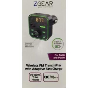 ZGear Set Wireless FM Transmitter With Adaptive Fast Charge And 6 Foot Sync Charge Cable 2 Pack