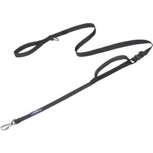 Hotsky Heavy Duty Dog Leash with Two Padded Handles,4.5-6 FT Adjustable Nylon Seatbelt Dog Leash with Traffic Handle and Carabiner for Large Medium and Small Breed Dogs that Pull,Black
