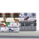 Tribeca Living 100% Cotton Flannel Sheet Set - Deep Pocket, 170-GSM, Ultra Soft & Cozy Bedding for Winter, Twin X-Large, Plaid Moose