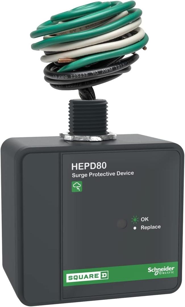 Square D HEPD80 Universal Whole House Surge Protection Device, 1-Phase, 3-Wire for 120/240V, 80kA