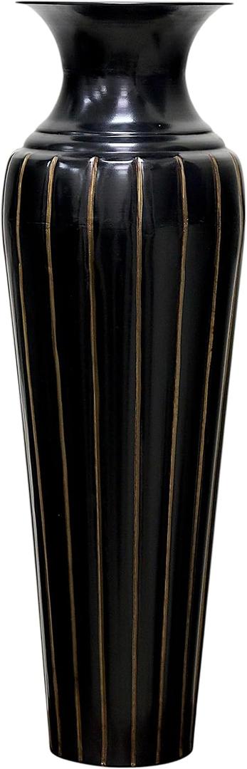 Hosley Tall Metal Floor Vase 26 Inch High, Ideal Gift for Floral Arrangements Modern Home Decor for Dining Room, Livingroom, Bedroom, Hallway Corner, Wedding Party, Spa (Black)