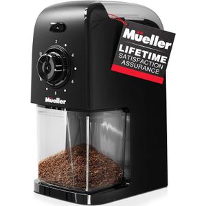 Mueller SuperGrind Burr Coffee Grinder Electric with Removable Burr Grinder Part - Up to 12 Cups of Coffee, 17 Grind Settings with 5,8oz/164g Coffee Bean Hopper Capacity, Black