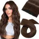 Clip-In Hair Extensions, 4 Chestnut, 1 Piece Clip-In Hair Extensions Natural Human Hair