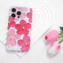 Compact for iPhone 12 Pro Case Floral Flowers Oil Painting Phone Case, Cute Trendy Soft Slim Shockproof Protective Cover Designed for Women Girls Aesthetic, Pink