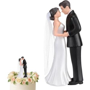 Remerry 4.5" Wedding Bride and Groom Cake Topper Vintage Elegant Wedding Cake Topper Couple Figurine Novios Para Pastel for Engagement Romantic Funny Couple Statue Anniversary(Romantic Era,White)