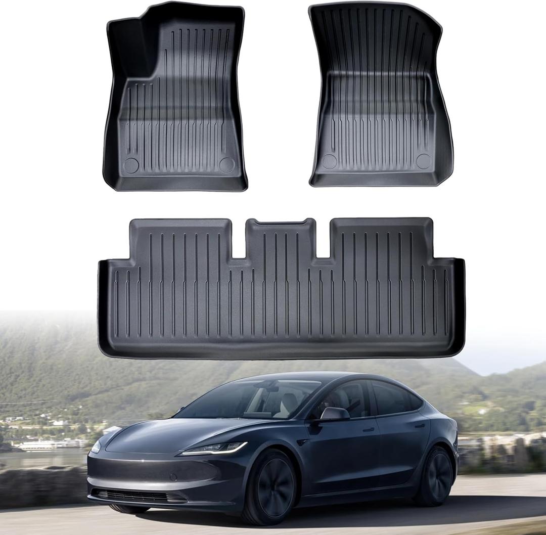All Weather Floor Mats fit Tesla Model 3 2024-2025 Highland Floor mats Set of 3 Mats TPE Waterproof Anti-Slip Floor mats for Model 3 Accessories.