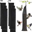 6 Pcs Finch Sock Feeder for Outdoor - Durable Thistle Seed Feeder Sacks with Foldable Silicone Funnels, Bird Food Supply Tools for Garden Yard Wild Finch Feeding (3.9" x 15.7", Black)