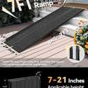 Black Aluminum Ramp 7FT with Sopport Legs, with Non-Slip Surface Wheelchair Ramp, Folding Portable Wheelchair Ramps for Home Steps,Scooter Ramp for Car, Stairs, Doorways, Curbs, 28.3" W x 84" L