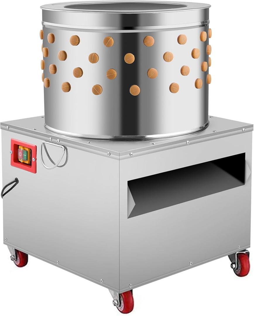 Panghuhu88 2HP Chicken Plucker Machine, 20Inch Turkey De-Feather Remover Poultry Stainless Steel Machine 1500W 275R/min Barrel Diameter Heavy Duty Feather Plucking Machine