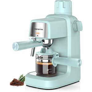 KEENSTAR 3.5Bar Espresso Machine with Milk Frother, 800W Compact Espresso and Cappuccino Machine with Preheating Function, 4 Cup Espresso Maker for Cappuccino or Latte, Gift for Coffee Lover (Lakeblue)