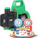 PB Motor Tech Vacuum Pump, 4.5 CFM Pump w/Brass Manifold Gauge, Quick Couplers, 410 Adapter, Can Tap & Valve Core Tool, For R134A, R12, R22, R502 Refrigerants & AC Maintenance