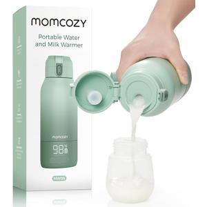 Momcozy Portable Wireless Portable Baby Bottle Warmer, Fast Heating and Long Battery Life, 2 Heating Modes for Breast Milk and Water, Large Capacity 500ml for All Day