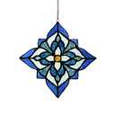 Stained Glass Window Hangings, Tiffany Style Window Panel Suncatchers Blue Art Flower