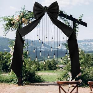Giant Bow Decoration, Big Bows for Backdrop 75x18 Inch,Bow Themed Room Decor,Large Satin Decorative Bows for Wedding Engagement Bachelorette Baby Shower Bridal Christmas(Black,Satin)