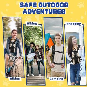 Dog Backpack Carrier, Legs-Out Front Pet Backpack Carrier for Small Dogs, Adjustable & Breathable Pet Carrier, Hands Free Dog Front Carrier for Hiking, Cycling, Travel (Black, S)