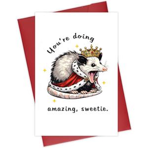 Mothers Day Gifts Card for Mom from Kids Daughter, Funny Opossum Greeting Card, You're Doing Amazing Sweetie, Funny Encouragement Possum, Motivation Congratulations Gift Ideas for Friends Coworkers