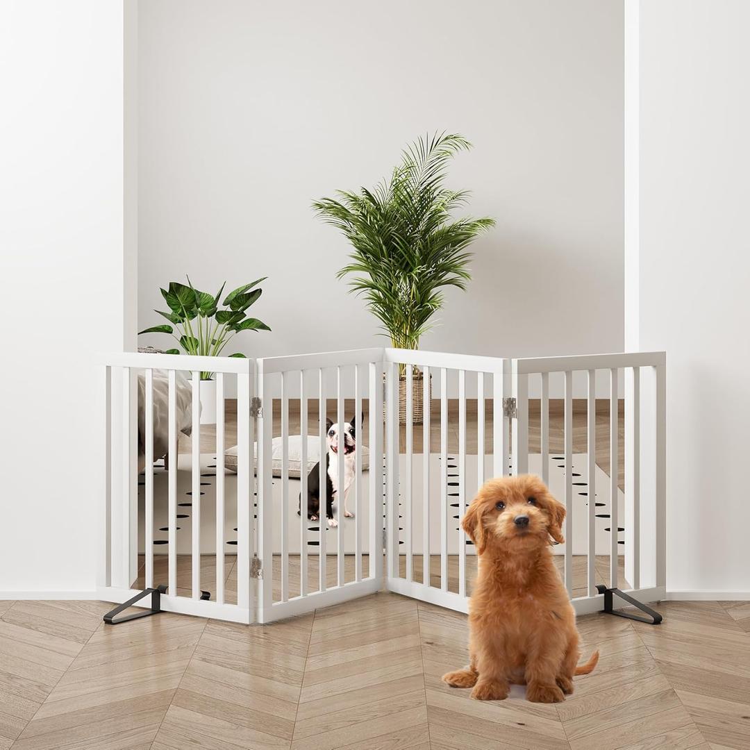 37-74" Wide Dog Gate 4 Panel Dog Gates for Stair Doorways House Indoor Freestanding Pet Gates for Dogs, Doogie Puppy Fences 37-74" Wide Dog Gate 4 Panel Dog Gates for Stair Doorways House Indoor Freestanding Pet Gates for Dogs, Doogie Puppy Fences