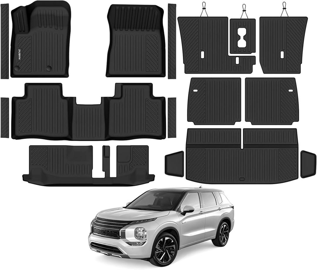 Naibeve Floor Mats for 2022-2026 Mitsubishi Outlander Gas 7 Seats