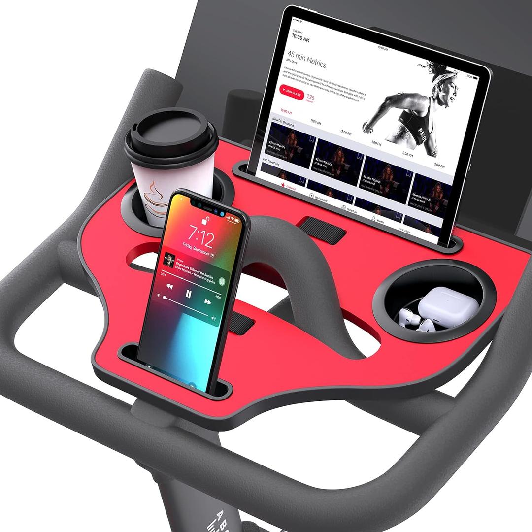 Desk Attachment for Peloton Bike (NOT Bike+) Tray Holder for Phone, Cup, Tablet, Ergonomic Platform Tray Accessories for Peloton Spin Bikes (Red)