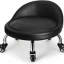 FLOLXNB Low Height Rolling Stool,Low Stool Chair with Back,Low Roller Seat Stool Chair,Rolling Stool for Home Office Garage Shop,M, Medium