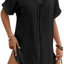 Bsubseach Bathing Suit Cover Up for Women Swim Cover Ups Summer Beach V Neck Bikini Swimwear with Pockets L