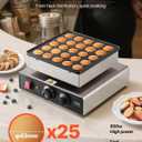 VEVOR Mini Pancake Maker, 25PCS 43mm Diameter Dutch Muffin Waffle Baker, Non-stick Stainless Steel Poffertjes Grill, Commercial Electric Dorayaki Machine, Temp & Time Control, Home Kitchen Restaurant