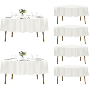 Fokitut 6 Pack Round Tablecloth, 90 Inch, Stain Resistant and Wrinkle Polyester Table Cloth, Fabric Table Cover for Kitchen Dining, Wedding, Party, Holiday Dinner-Ivory