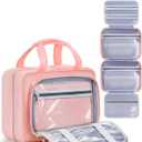 Travel Hanging Toiletry Bag for Women - Waterproof Cosmetic Organizer with Clear Window, Lightweight Bathroom Bags for Essentials, Makeup, Shampoo, Toiletries Dark Pink, Large