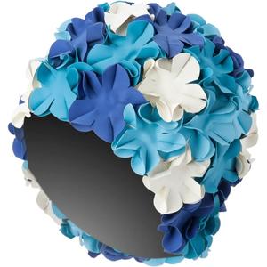 Sporti Flower Swim Cap - Swim Cap for Women- Stylish, Heavy-Duty Rubber, Hair Protection - Ideal for Water Enthusiasts (Blue Multi)