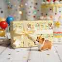LeZakaa Corgi Birthday Wrapping Paper Roll, Cute Corgi Dogs Cake Party Elements Birthday Gift Wrap for Dog Lovers, Kids, Mini Roll 17 In x 16.4 Feet