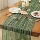 Leetaltree 1 Pack Sage Green Cheesecloth Table Runner, 35x120 Inch Boho Rustic Cheese Cloth, Decorative Table Runners for Bridal Baby Shower Decorations or Wedding Table Decorations