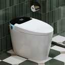 YULIKA Tankless Smart Toilet Elongated 1.28 GPF Bidet Toilet with Auto Flush Warm Water Foot Sensor Operation in White