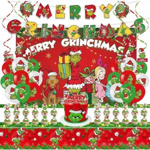 Birthday Party Supplies Set, Party Decorations Including Banners, Balloons, Backdrop, Tablecloth, Hanging Swirl Decorations, Large Power Strip, Cupcake Toppers