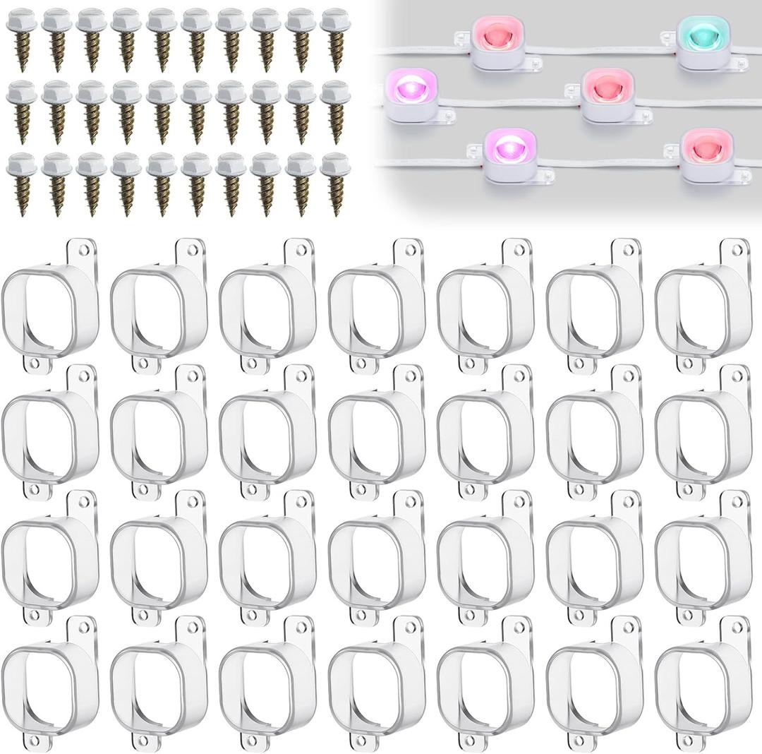 70 Sets Light Clips for Govee H706 H806 Mounting Clips with 140 Screws Compatible with Govee Pro Permanent Outdoor Lights Extension, Install Firmly (Clear)