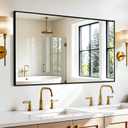 Rectangular Bathroom Mirror, 55"x30" Black Metal Framed Vanity Mirror