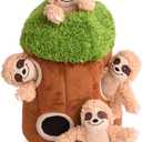 Interactive Squeaky Dog Toys Plush Sloth Dog Toy, Stuffing Woodland Friends Burrow, Dog Toys for Small Medium Large Dogs, Squeaky Plush Dog Toy (Medium)