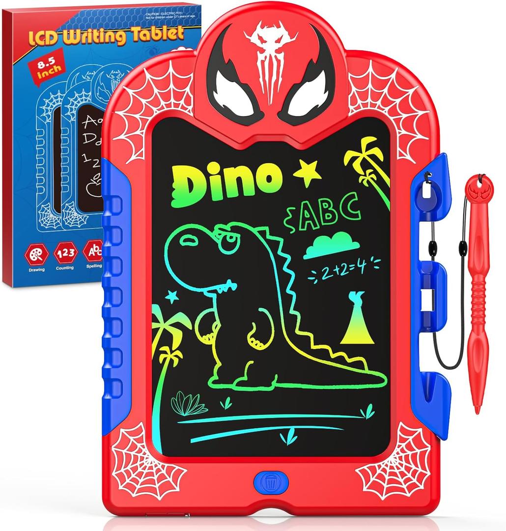 LCD Writing Tablet for Kids: Spidolapse Colorful Doodle Board & Drawing Pad Gift Easter Travel Toys for 3 4 5 6 7 8 Year Old Boys Girls Toddler Birthday Gifts for Kid Age 4-6 Road Trip Toy (1 PACK, Red)