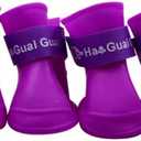 YH The Pet Dog Boots with Four Silicone Antiskid Shoes Wear Waterproof Dogs Shoes Candy Colored Pet (Color : Purple, Size : S 4.3x3.3cm)