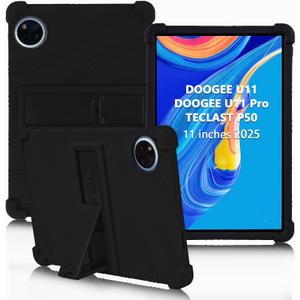 ATOOZ for DOOGEE U11 Case 11 Inch,Soft Silicone Kids Case for DOOGEE U11 Pro Tablet 2025/Teclast P50 Tablet with Stand (Black)