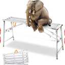 Daxiang Portable Scaffolding Platform 55(L) x15(W) x27-43(H)'' Work Platform Adjustable Height Steel 600 LBS Load Capacity Folding Step Ladder Drywall Painting Stool