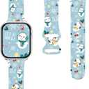 4 x Christmas Watch Bands for Apple Watch Band 38/40/41/42/44/49mm for Men Women, Silicone Waterproof Adjustable Printed Smartwatch Strap for iWatch Series 9 8 7 6 5 4 3 2 1 SE Replacement Wristband Gifts (Snowman)