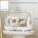 Baby Bottle Drying Rack Storage with 3 Brush, Nursing Bottle Storage Box Organizer with Cover, Portable Kitchen Cabinet Organizer, Durable countertop Dryer (Blue)