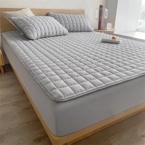 Cotton Solid Bed Fitted Sheet Comfort Soft Bed Sheet with Elastic Band Mattress Covers Protector Single Double Queen King Size (120x200cm+25cm, 5)