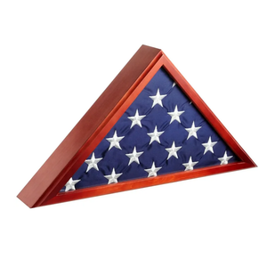 Juvale Large Flag Display Case for Burial Flag - 5 in. by 9.5 in. Memorial Case with Glass Front & Wall Mount, Cherry Wood Finish – Dimensions: 24.7 in. by 12.4 in. by 3.5 in.