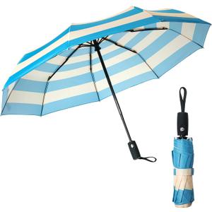 Mr. Pen- Windproof Travel Umbrella, Blue Stripes Automatic Umbrellas for Rain, Compact Umbrella, Travel Umbrella Compact, Umbrella Windproof Umbrella, Umbrellas for Rain Windproof, Portable Umbrella
