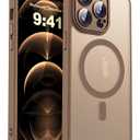 YEMORAN Compatible with iPhone 12 Pro Max Case with Built-in Camera Lens Protector Translucent Magnetic 12 Pro Max Phone Case 6.7" [Compatible with Mag-Safe][Great Grip Feeling], Desert Brown