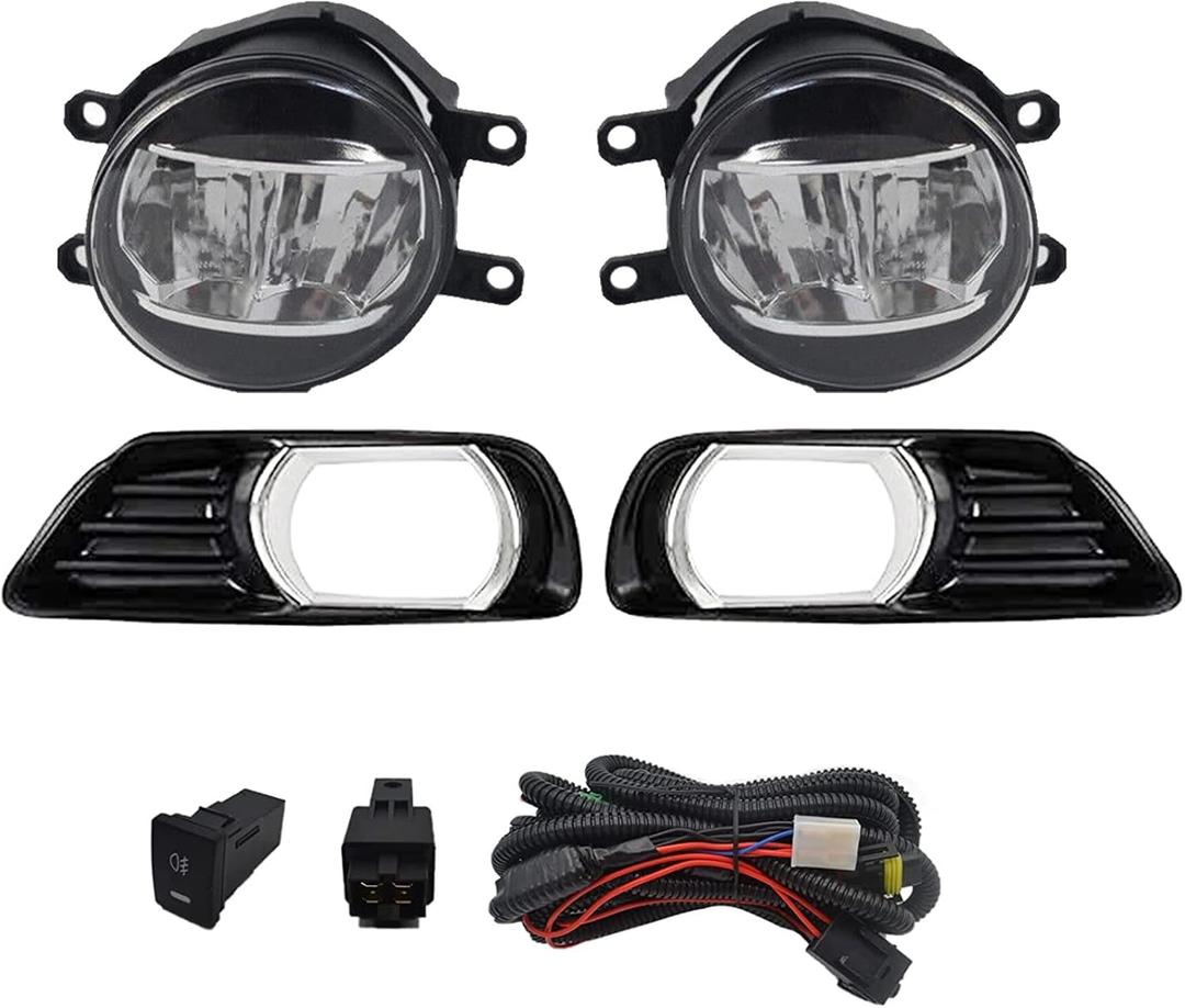 LED Fog Lights Compatible with Toyota Camry 2007 2008 2009, 1 Pair Bumper Driving Fog Lamps with Switch and Wiring Kit (Clear Lens)