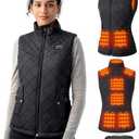 Quilted Heated Vest Women with Battery Pack 16000mAh 7.4V, Warming Heated Vests for Women, Smart Women's Heating Vest, S, Black
